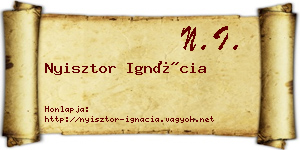 Nyisztor Ignácia névjegykártya
